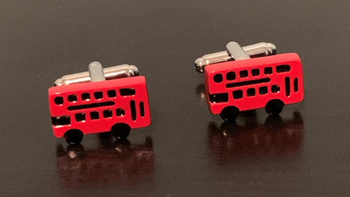 Red double decker London bus cufflinks