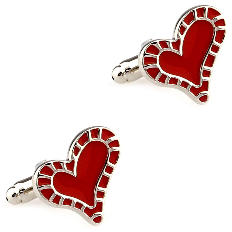 Red Heart Outline Cufflinks