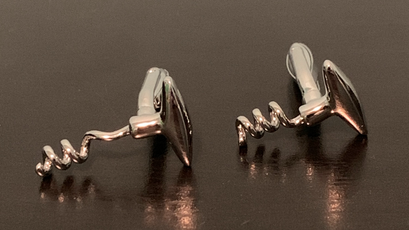 Silver cork screw cufflinks