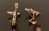Silver and gold champagne bottle and wine glass cufflinks
