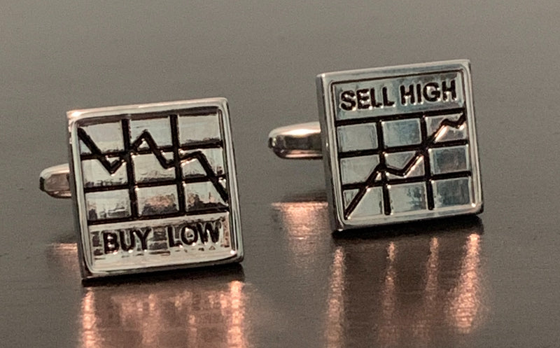 Silver buy low sell high stock chart cufflinks