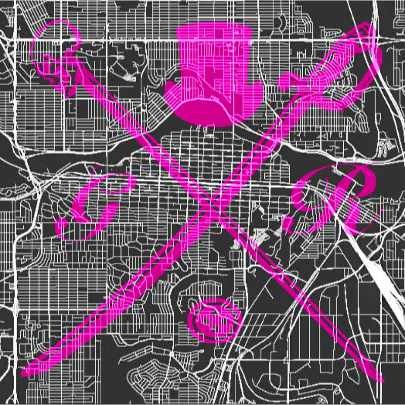 Calgary Street Map Bold Pink Pocket Square