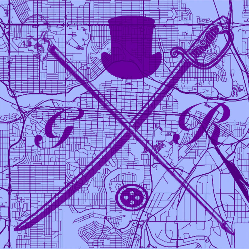 Calgary Street Map Purple Pocket Square