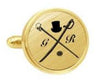 Original Gentleman Rogue logo in black on gold cufflinks