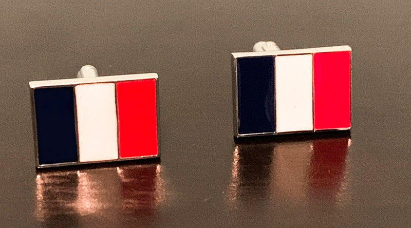 France flag, French tricoleur navy blue white and red cufflinks