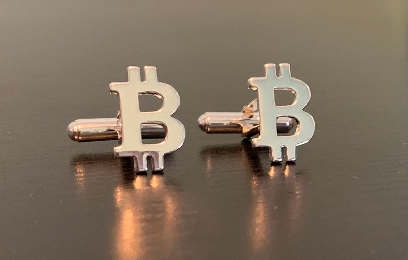 Bitcoin Cufflinks In 925 Sterling Silver
