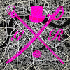 London Street Map Hot Pink Ladies Scarf
