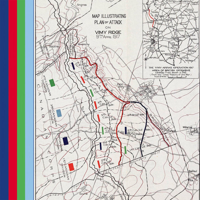 Map of Vimy Ridge battle plan silk pocket square
