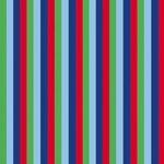Vertical narrow colour bands of green, light blue, navy blue and red